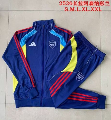 Adult 2025-2026 Arsenal Dark Blue/Red/Yellow/Blue Soccer Jacket and Long Pants Football Tracksuit