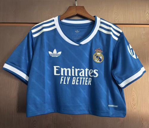 Women 2025-2026 Real Madrid Third Away Blue Soccer Yoga Vest Girl Football Jersey