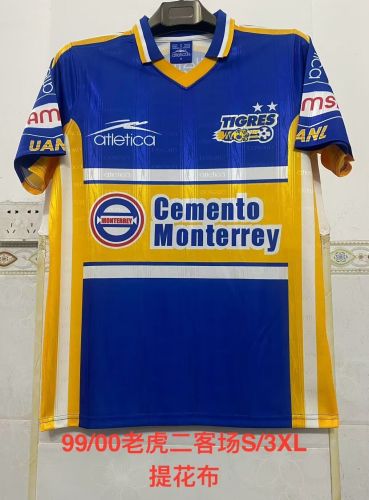 Retro Jersey 1999-2000 Tigres UANL Third Away Blue Soccer Jersey Vintage Football Shirt