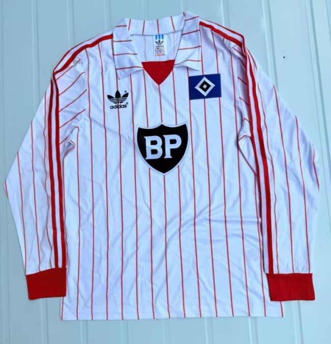 Long Sleeve Retro Jersey 1982-1983 HSV Hamburg SV Home Soccer Jersey Hamburger Vintage Football Shirt