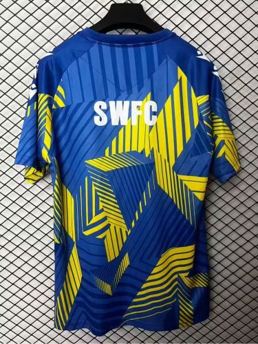 Fan Version 2025-2026 Sheffield Wednesday Blue/Yellow Soccer Pre-match Jersey Football Shirt