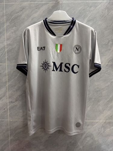 with Scudetto Patch Fan Version 2025-2026 Calcio Napoli Grey Goalkeeper Football Shirt Napoles Soccer Jersey