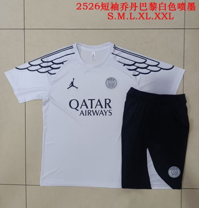 Adult Uniform 2025-2026 PSG White Soccer Training Jersey and Shorts Football Kits