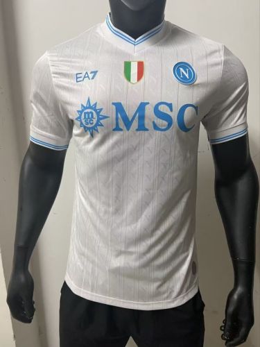 with Scudetto Patch Player Version 2025-2026 Calcio Napoli UCL Version Away White Football Shirt Napoles Soccer Jersey