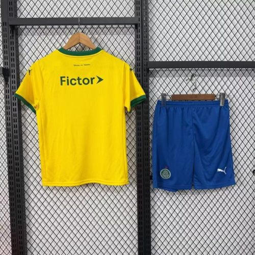 Youth Uniform Kids Kit 2025-2026 Palmeiras Third Away Yellow Soccer Jersey Shorts Child Football Set