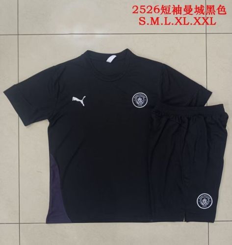 Adult Uniform 2025-2026 Manchester City Black Soccer Training Jersey and Shorts Football Kits