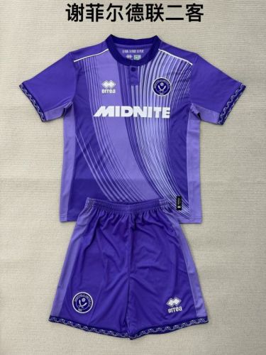 Youth Uniform Kids Kit 2025-2026 Sheffield Wednesday Third Away Purple Soccer Jersey Shorts Child Football Set