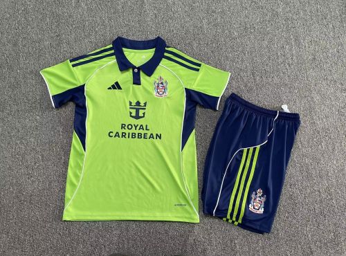 Youth Uniform Kids Kit Fulham 2025-2026 Away Green Soccer Jersey Shorts Child Football Set