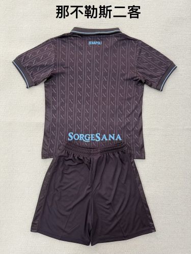 Youth Uniform Kids Kit 2025-2026 Napoli Third Away Black Soccer Jersey Shorts Napoles Child Football Set