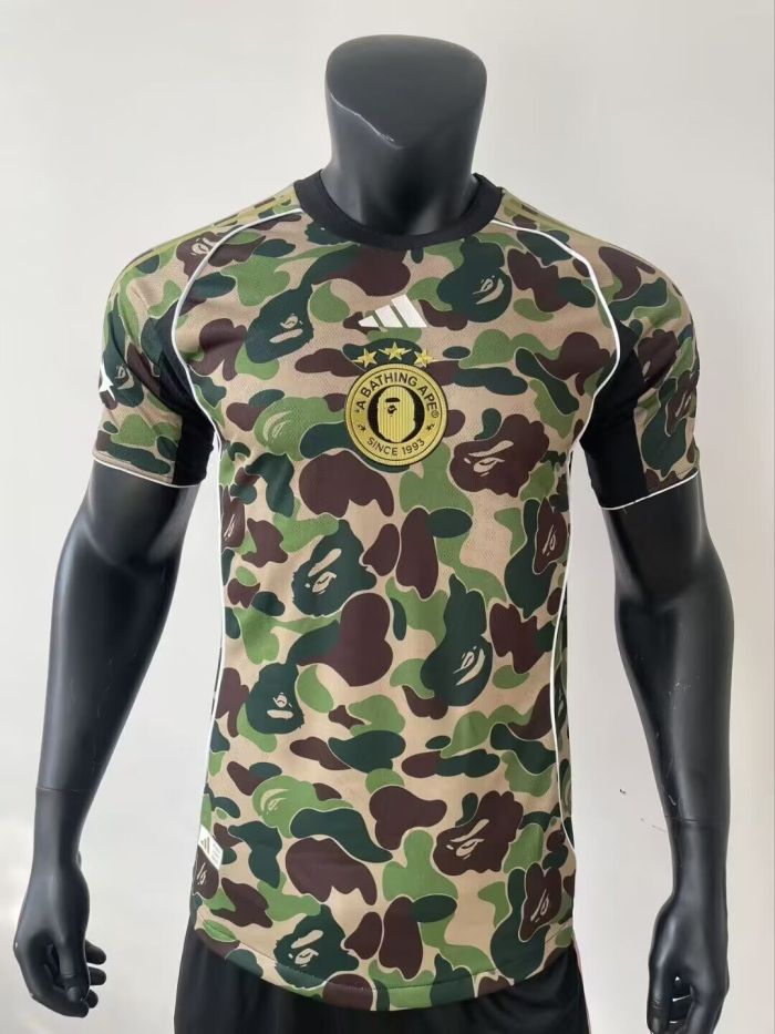 Player Version 2025 AD X Bape Soccer Training T-shirt Casual Football Shirt