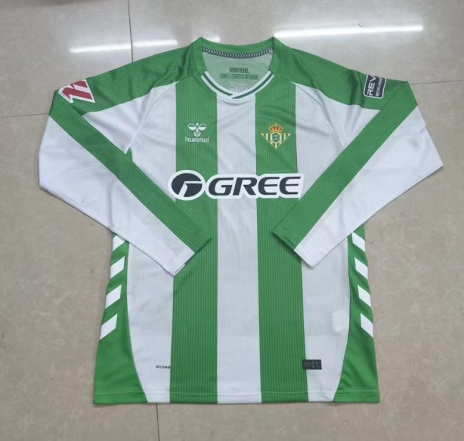 with LALIGA Patch Long Sleeve 2025-2026 Real Betis Home Soccer Jersey LS Football Shirt