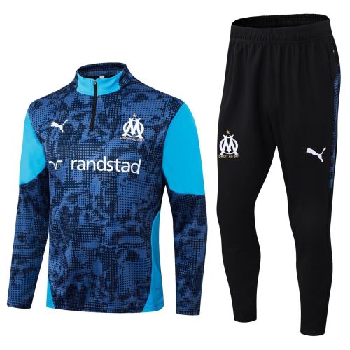 2025-2026 Marseille Dark Blue Soccer Training Sweater and Pants Football Kit