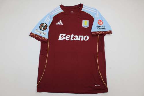 with Europa League Patch Fan Version 2025-2026 Aston Villa Home Football Shirt Soccer Jersey