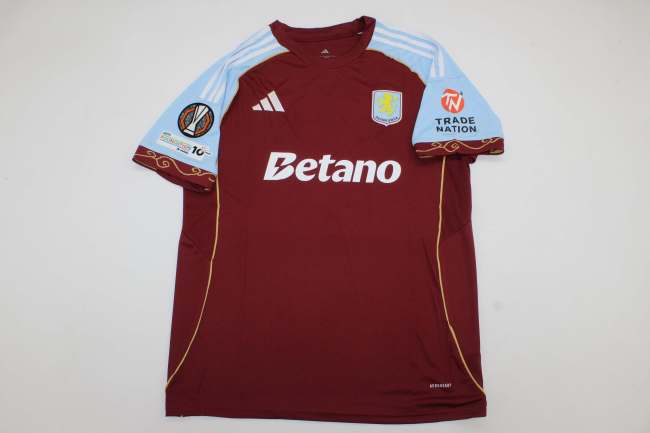 with Europa League Patch Fan Version 2025-2026 Aston Villa Home Football Shirt Soccer Jersey