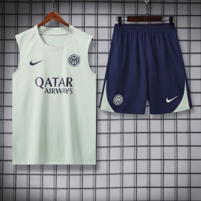 Adult Uniform 2025-2026 Inter Milan Green Soccer Training Vest and Shorts Football Set