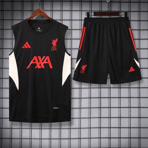 Adult Uniform 2025-2026 Chelsea Black Soccer Training Vest and Shorts Football Set