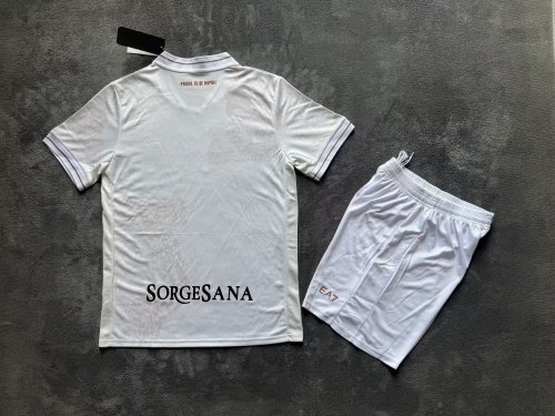 Adult Uniform 2025-2026 Calcio Napoli Away White Soccer Jersey Shorts Football Set