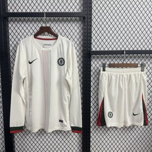 Long Sleeve Adult Uniform 2025-2026 Chelsea Away Soccer Jersey Shorts Men's Football Kit