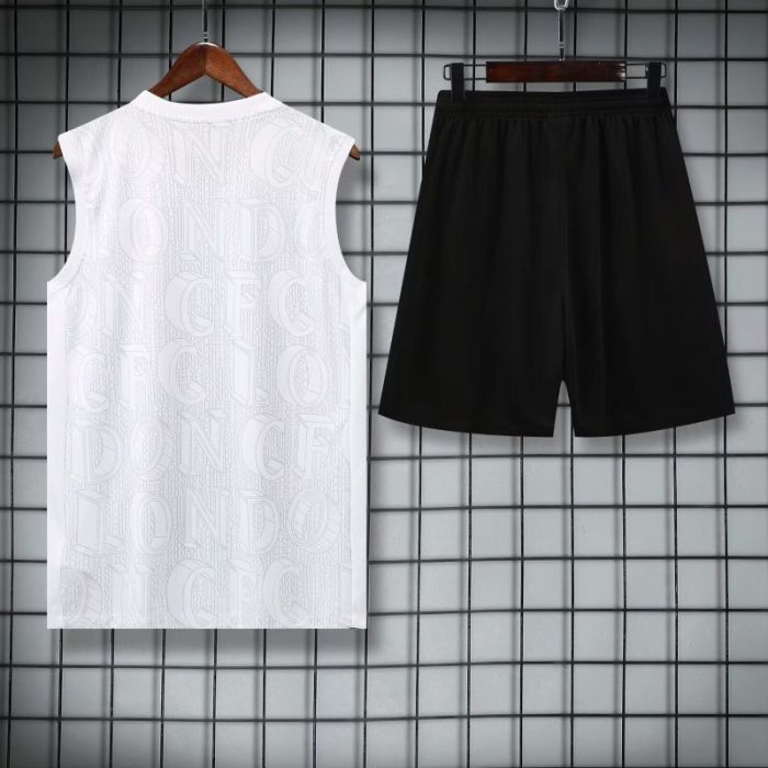 Adult Uniform 2025-2026 Chelsea White Soccer Training Vest and Shorts Football Set