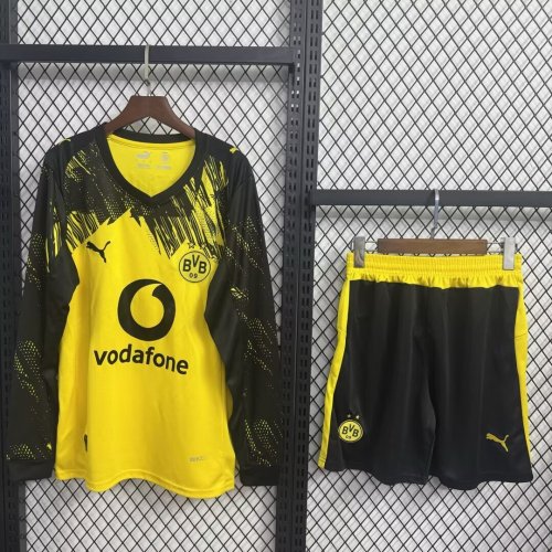 Long Sleeve Adult Uniform 2025-2026 Borussia Dortmund Home Soccer Jersey Shorts Men's BVB Football Kit