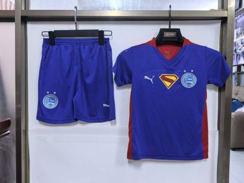 with Superman Version Youth Uniform Kids Kit Bahia 2025-2026 Blue/Red Soccer Jersey Shorts Child Football Set