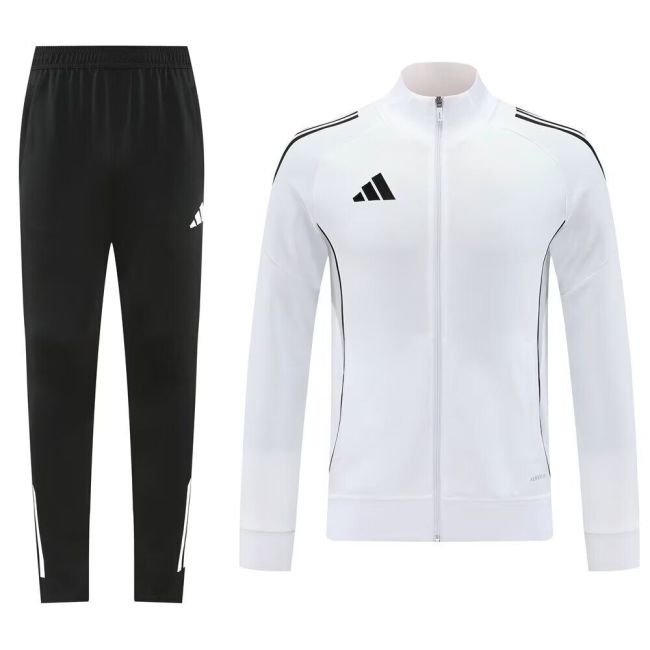 Adult 2025-2026 AD White Soccer Jacket and Long Pants Football Tracksuit