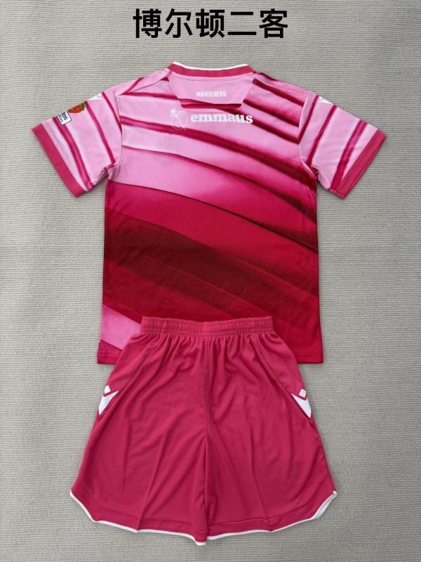Youth Uniform Kids Kit 2025-2026 Bolton Wanderers Third Away Soccer Jersey Shorts Child Football Set