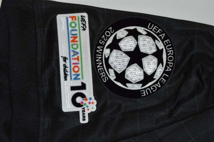with Europa League Patch Fan Version 2025-2026 TOT SOLANKE 19 Away Black Soccer Jersey Spurs Football Shirt