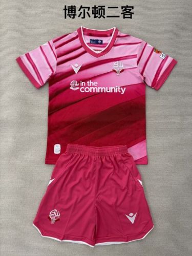 Youth Uniform Kids Kit 2025-2026 Bolton Wanderers Third Away Soccer Jersey Shorts Child Football Set