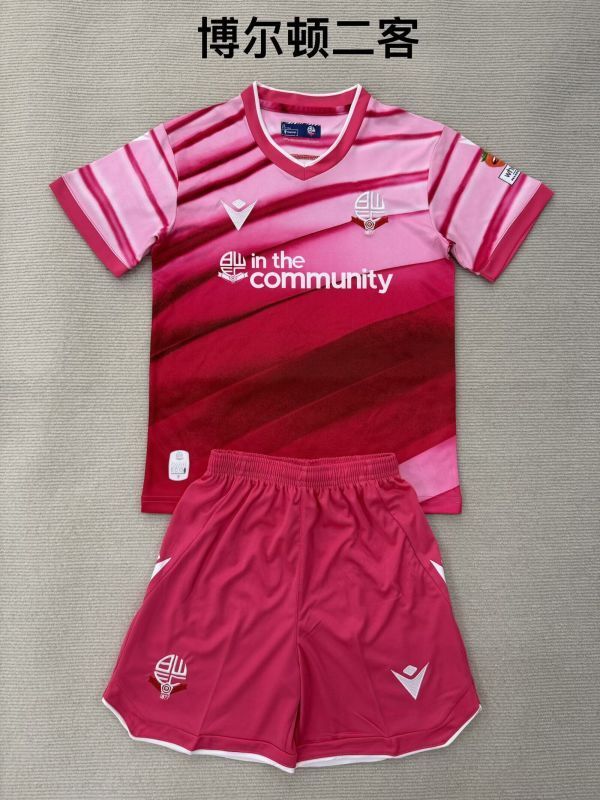 Youth Uniform Kids Kit 2025-2026 Bolton Wanderers Third Away Soccer Jersey Shorts Child Football Set