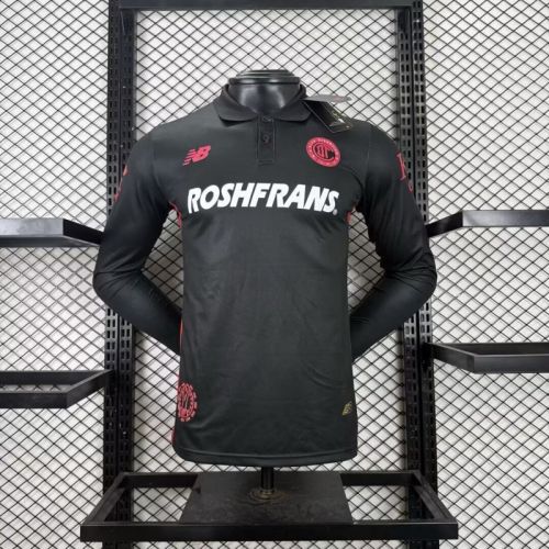 Long Sleeve Player Version 2025-2026 Deportivo Toluca Third Away Black Soccer Jersey Football Shirt