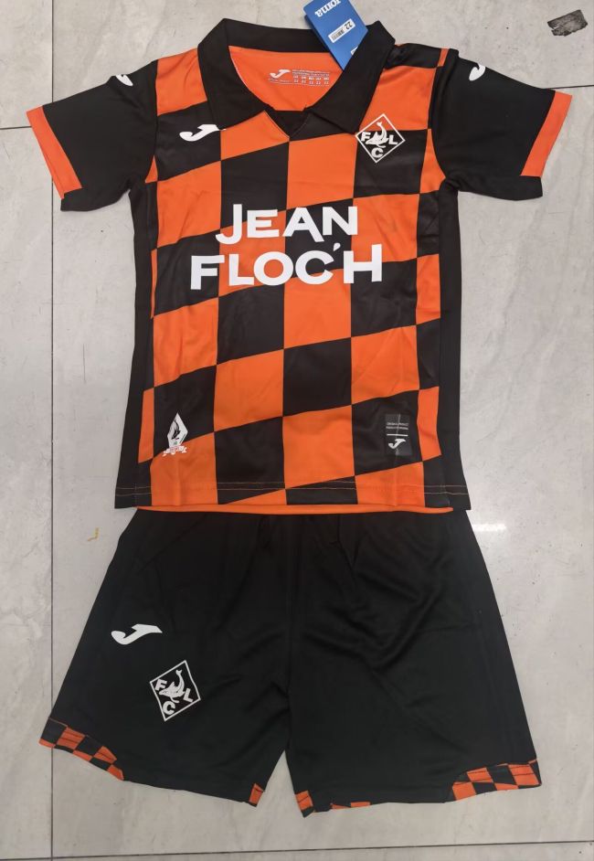 Youth Uniform Kids Kit 2025-2026 Lorient Home Soccer Jersey Shorts Child Football Set