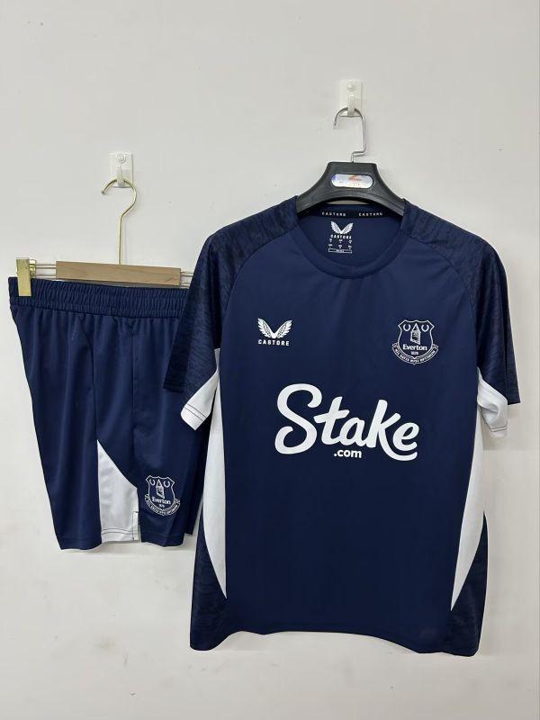 Adult Uniform 2025-2026 Everton Dark Blue Soccer Training Jersey and Shorts Football Kits