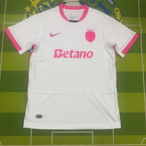 Fan Version 2025-2026 Sporting Lisbon White/Pink Special Edition Football Shirt Soccer Jersey