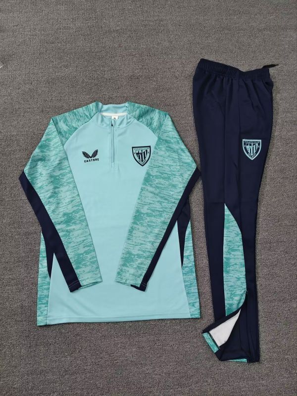 2025-2026 Athletic Bilbao Light Green Soccer Training Sweater and Pants Football Kit