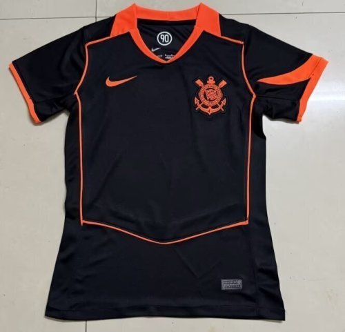 Women 2025-2026 Corinthians Third Away Black/Orange Soccer Jersey Girl Football Shirt