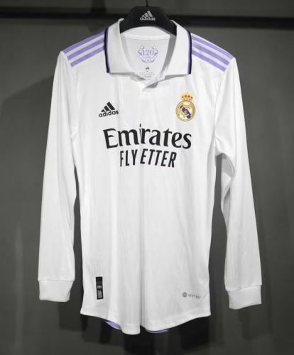 Player Version Retro Jersey Long Sleeve 2022-2023 Real Madrid Home Soccer Jersey Vintage Football Shirt