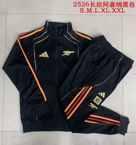 Adult 2025-2026 Arsenal Black Soccer Jacket and Long Pants Football Tracksuit