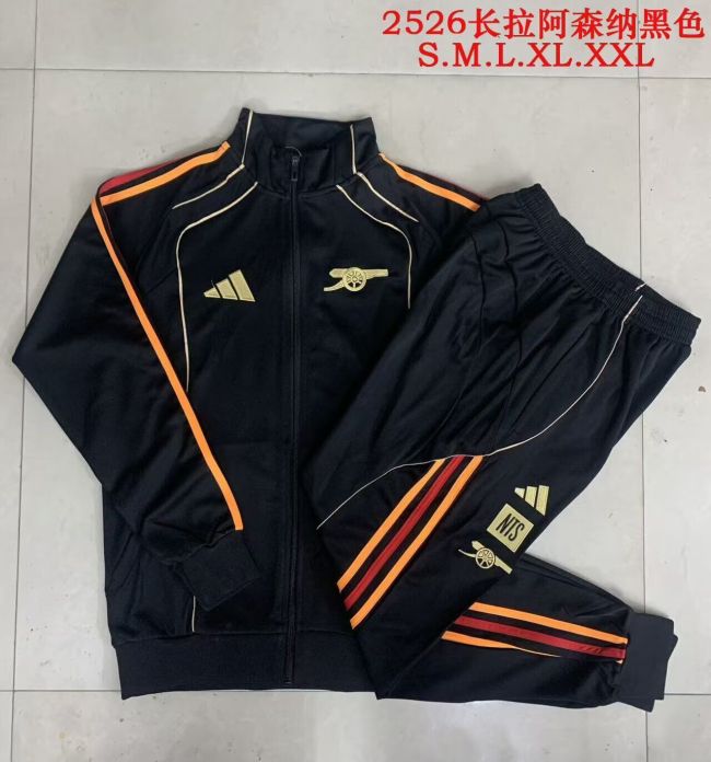 Adult 2025-2026 Arsenal Black Soccer Jacket and Long Pants Football Tracksuit
