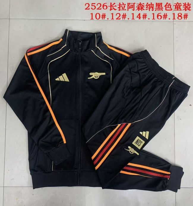 Youth 2025-2026 Arsenal Black Soccer Training Jacket Football Jacket and Pants