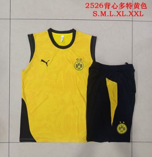 Adult Uniform 2025-2026 Dortmund Yellow Soccer Training Vest and Shorts Football Set