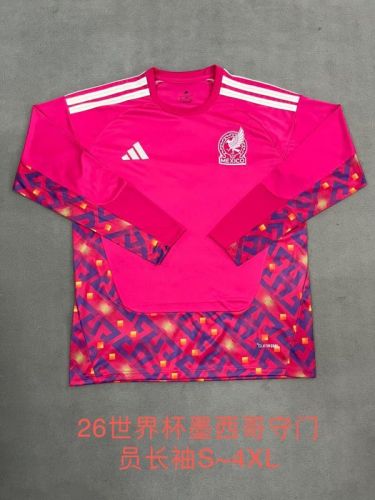 Long Sleeve Fan Version 2026 Mexico Pink Goalkeeper Soccer Jersey Football Shirt