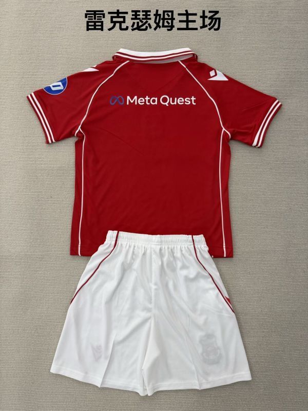 Youth Uniform Kids Kit 2025-2026 Wrexham Home Soccer Jersey Shorts Child Football Set