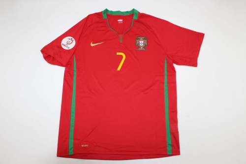 with Patch Retro Jersey 2008-2010 Portugal Home Soccer Jersey Vintage Football Shirt