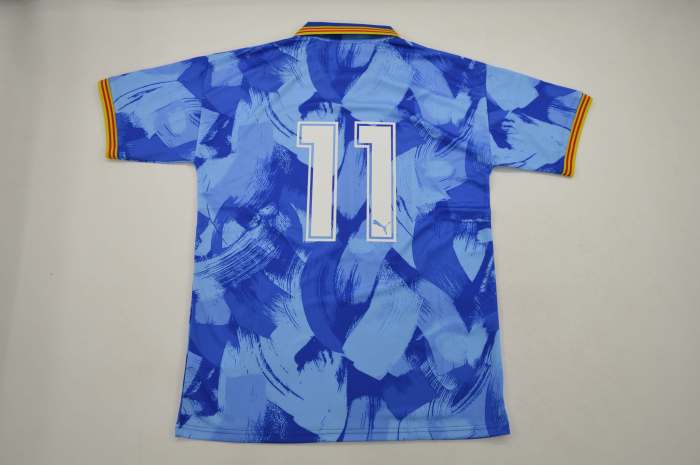 Retro Jersey 1990-1991 Valencia 11 Away Blue Soccer Jersey Vintage Football Shirt