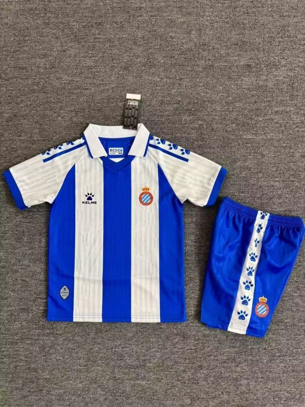 Youth Uniform Kids Kit 2025-2026 Espanyol Home Soccer Jersey Shorts Child Football Set