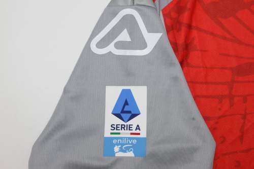 with Serie A Patch Fan Version 2025-2026 US Cremonese Home Soccer Jersey Football Shirt