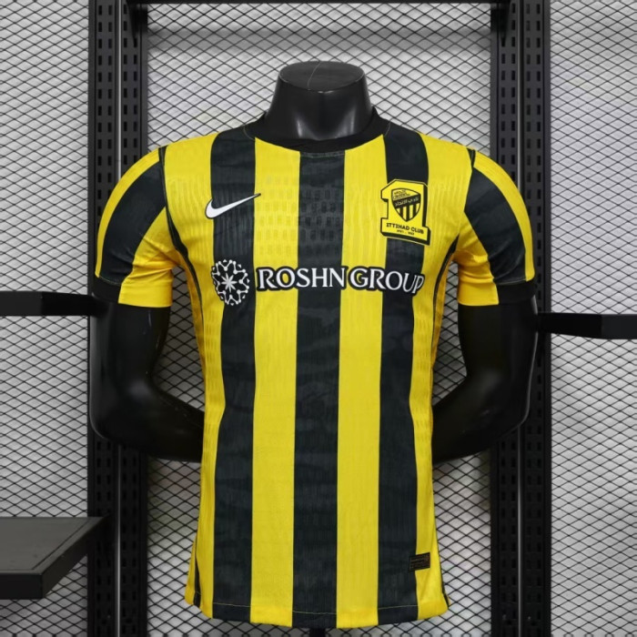 with New Sponor Logo Player Version 2025-2026 Al-Ittihad Home Soccer Jersey Football Shirt