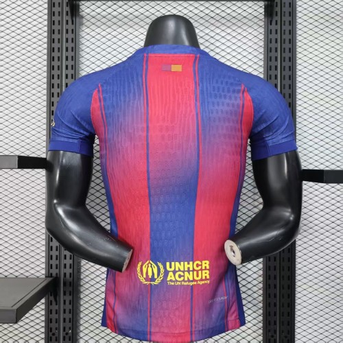 with D Play Sponor Logo Barca Camisetas de Futbol Player Version 2025-2026 Barcelona Home Soccer Jersey