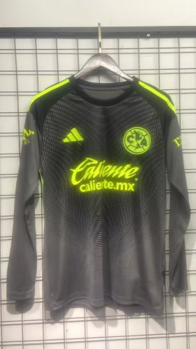 Long Sleeve Player Version 2025-2026 Club America Aguilas Black Goalkeeper Soccer Jersey Football Shirt
